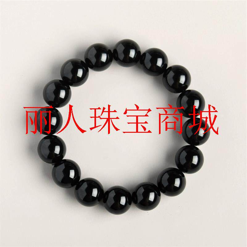 黑曜石手链男女同款高级感乌金冰种水晶散珠串珠佛珠金曜石手串男
