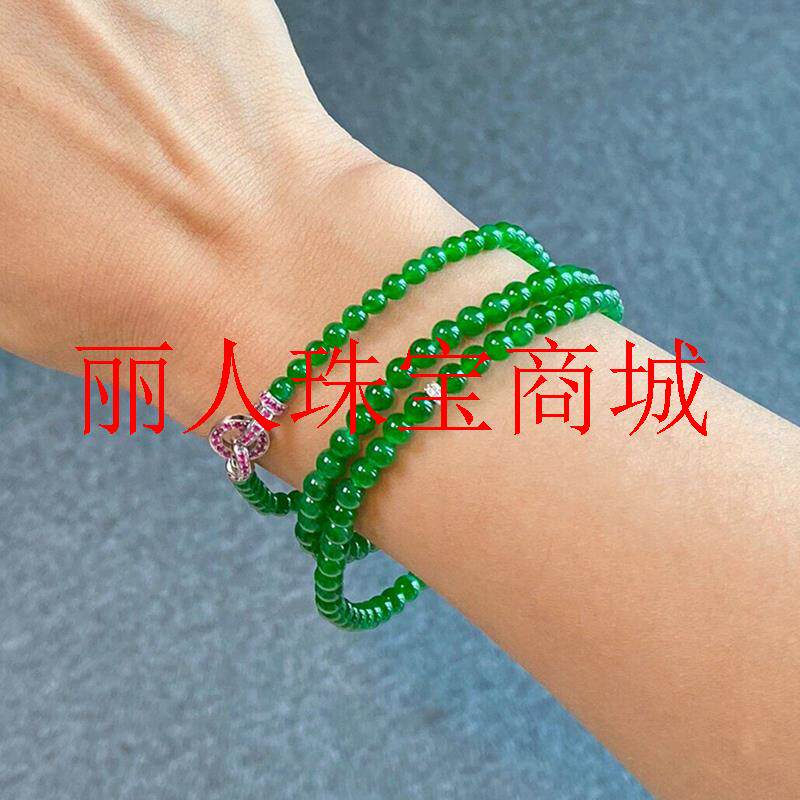 新疆小米珠多圈玉手链正阳绿和田玉手串田园绿圆珠手串高级感女款