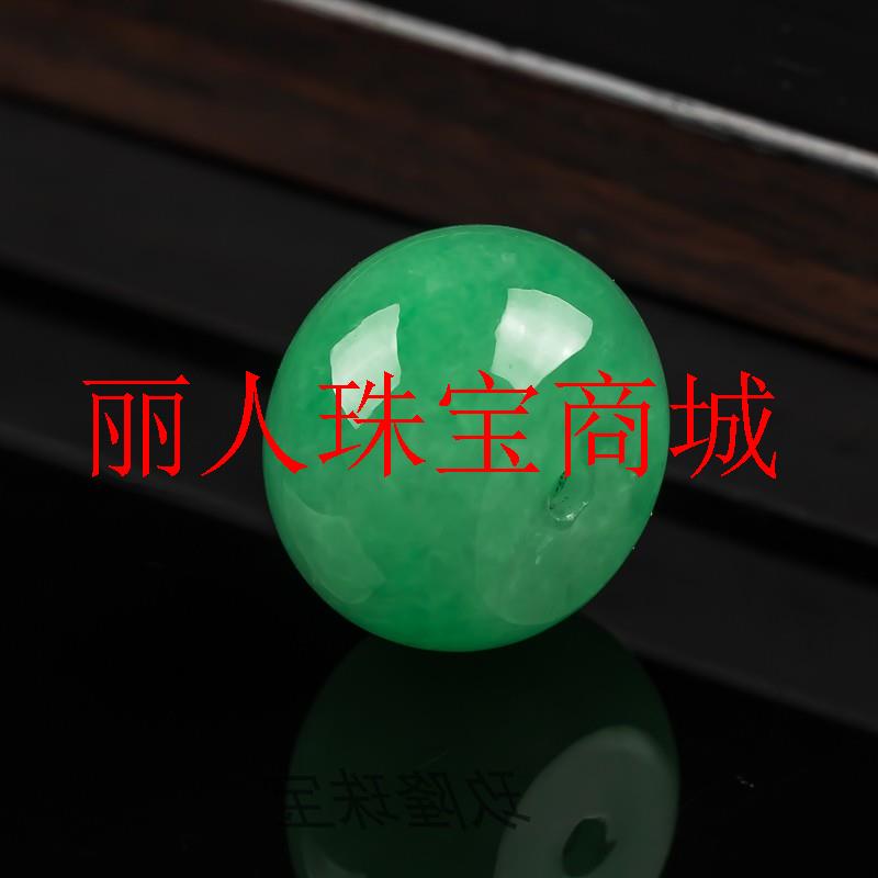缅甸翡翠色绿珠子冰种阳绿路路通吊坠转运珠挂件满绿桶珠锁骨项链