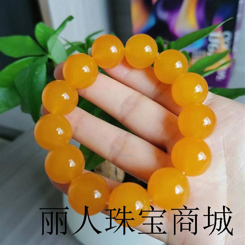 精品冰种黄龙玉黄玉手链女男款冰润圆珠鸡油黄手串百搭手饰品送礼