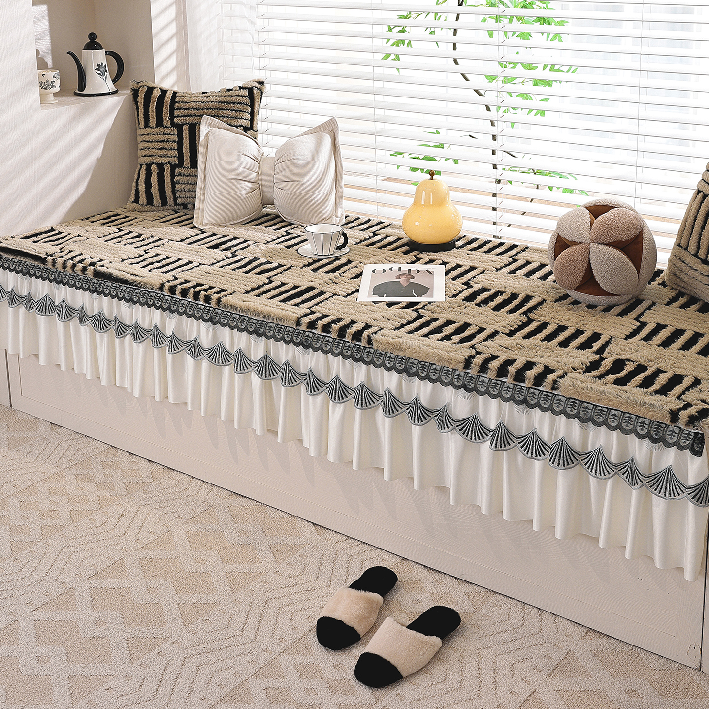 毛绒飘窗垫冬季窗台阳台面铺毯子