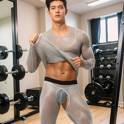 超薄保暖内衣男士美肤衣秋冬季打底秋衣秋裤套装薄款冰丝透肉裸感