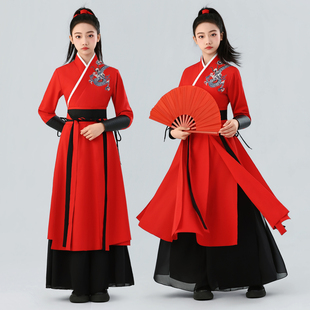 雪龙吟舞蹈演出服象王行扇子舞儿童打鼓服少年行红昭侠客风表演服