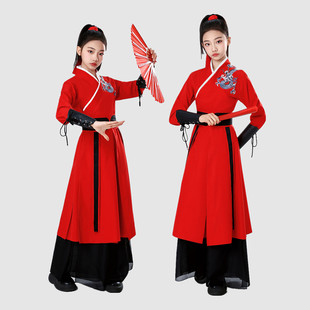 雪龙吟舞蹈演出服象王行扇子舞儿童打鼓服少年行红昭侠客风表演服