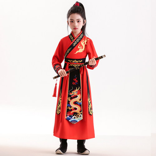 男童汉服武侠风打鼓演出服