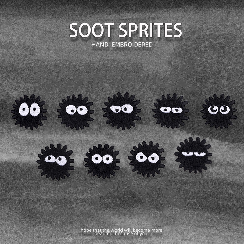 黑色灰精灵3刺绣贴手账手机装饰布贴书包羽绒服自粘贴衣服补丁贴,居家布艺,布贴,淘宝优惠券,粉丝福利购,淘宝优惠卷