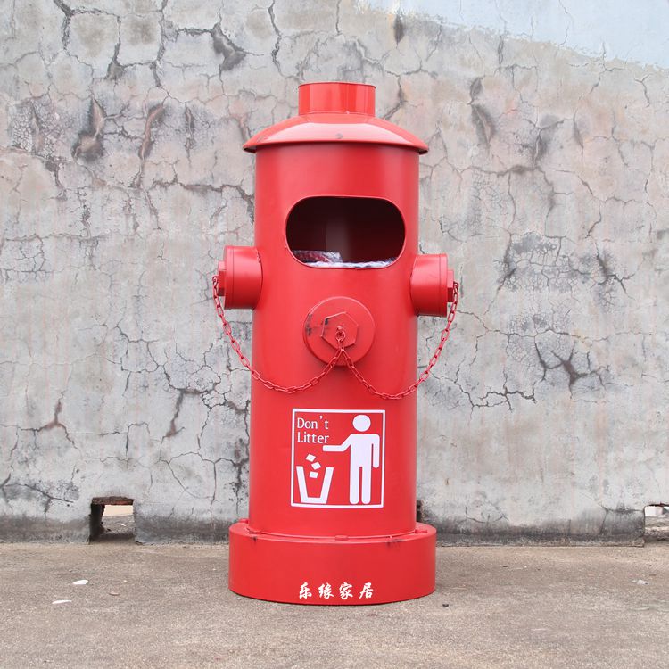 复古工业风垃圾桶美式做旧风格脚踏式收纳桶铁艺垃圾筒摆件装饰品