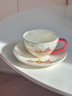 陶瓷咖啡杯碟套装 三只小可爱韩式 耐高温下午茶杯碟杯子早餐杯家用
