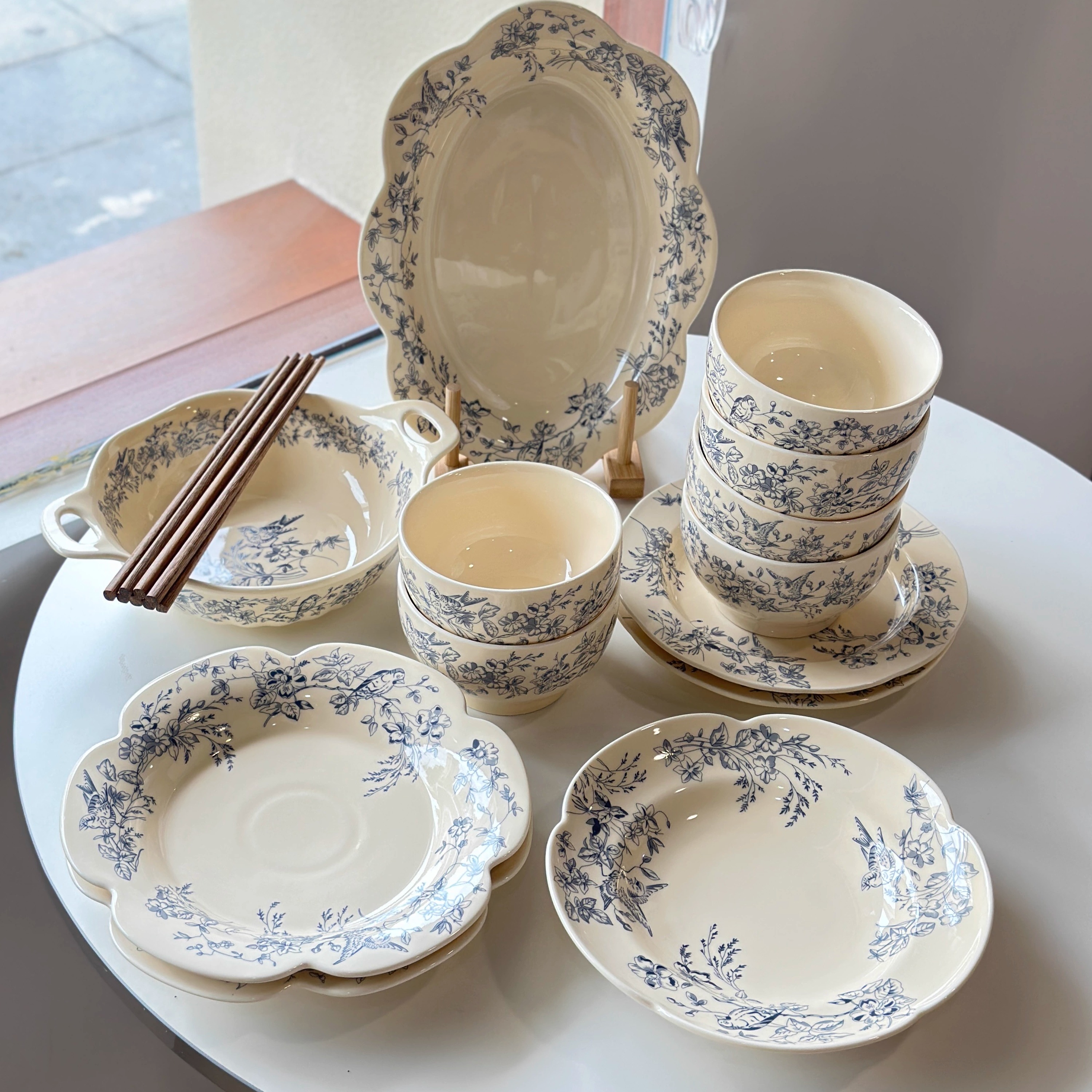 梦境系列套装法式复古陶瓷家用菜盘西餐牛排盘甜品米饭碗套餐餐具