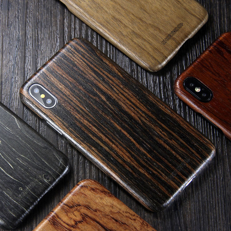 SHOWKOO Kevlar Natural Wood Ultra Slim Case Cover for Apple iPhone X