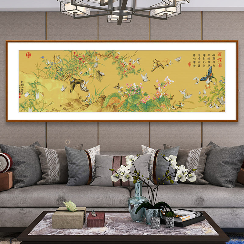百蝶图十字绣2026新款线绣客厅大幅现代中式国画名画手工自绣刺绣