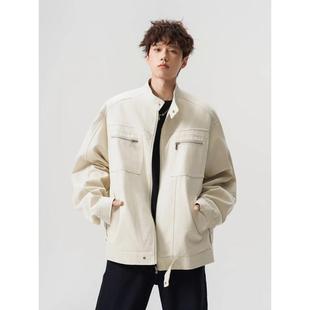 底特律工裝 外套潮牌高級(jí)感哈靈頓機(jī)車服 夾克男cleanfit短款