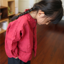 童装 女童纯色亚麻上衣儿童棉麻外套文艺范森系薄款 亲子款 春秋新品