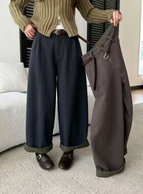 2026秋季新款韩版宽松显瘦百搭休闲裤女高腰直筒阔萝卜腿长裤子潮
