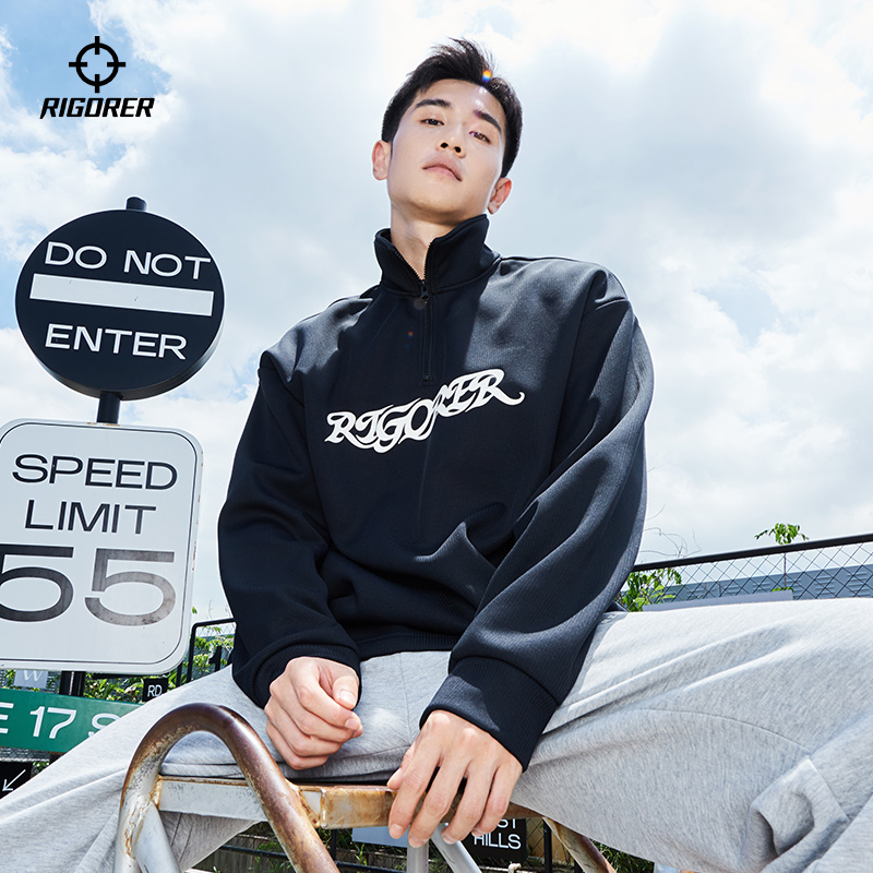 准者卫衣加绒2026春季新款套头衫翻领长袖宽松美式无帽运动服男士