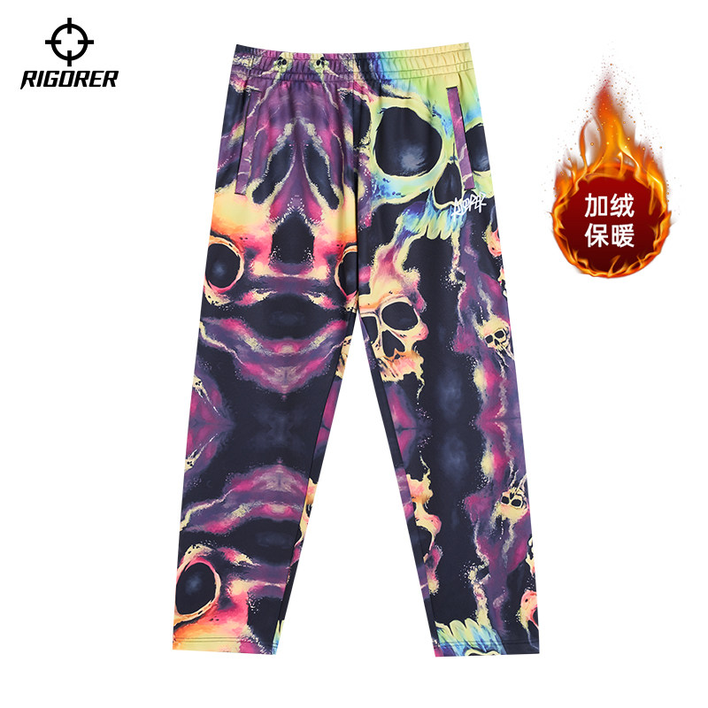 准者官方旗舰花裤子男春季加绒保暖平口宽松直筒裤美式卫裤运动裤