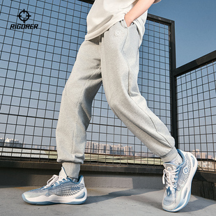 男士 秋冬加厚灰色宽松休闲束脚裤 美式 篮球裤 长裤 准者射线运动卫裤