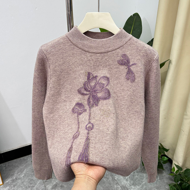 洋气妈妈冬装加绒加厚打底衫女半高领婆婆上衣中老年女士保暖毛衣,女装/女士精品,中老年女装,淘宝优惠券,粉丝福利购,淘宝优惠卷