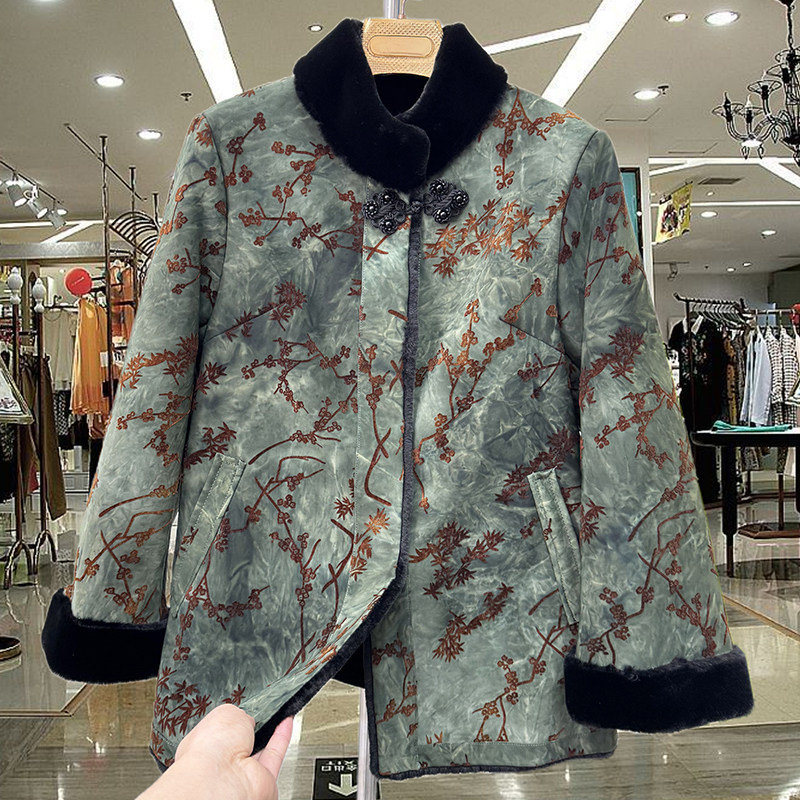老年人冬装女高贵妈妈水貂绒外套70岁80奶奶衣服加绒老太太上衣厚