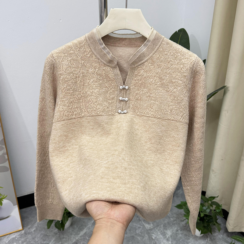 洋气妈妈冬装时尚加绒加厚打底衫