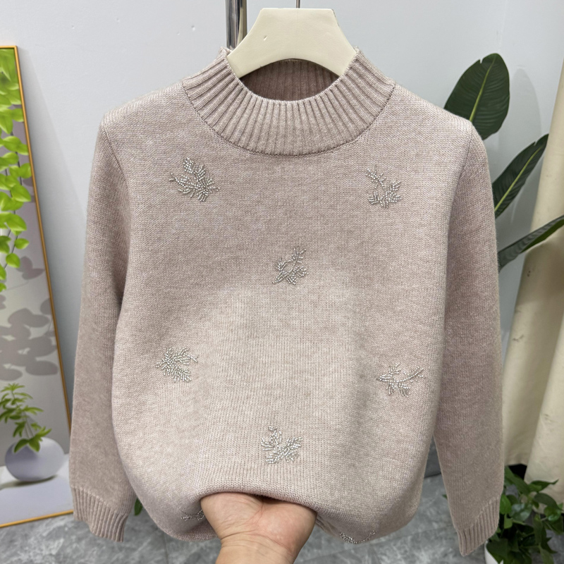 加绒妈妈冬装半高领保暖打底衫