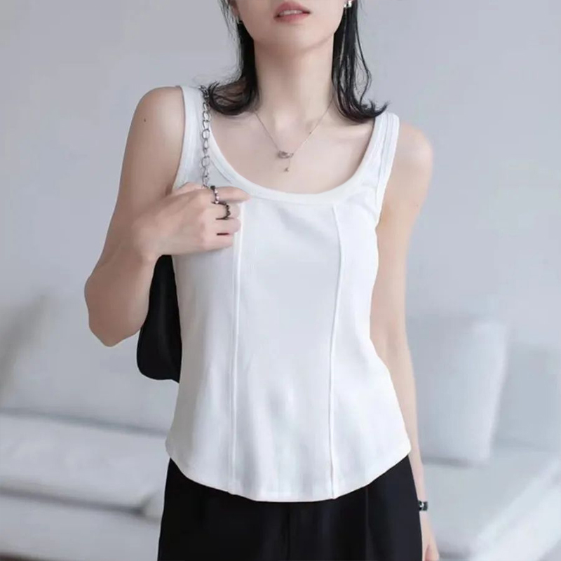 大码女装夏季新款纯色背心女可外穿修身显瘦遮肉短款上衣服ins潮