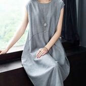 2025夏季 裙子女 连衣裙女夏纯色文艺长裙简约大气休闲长款 新款 女装