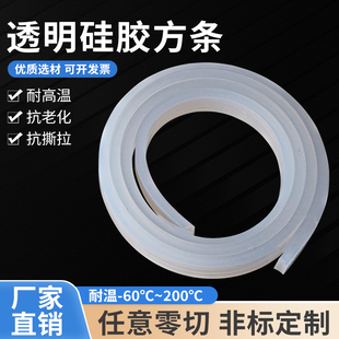 透明硅胶方条耐高温无味软密封条防尘真空透明条厚1