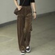 深咖色高腰百搭条绒直筒垂感休闲裤 春秋复古灯芯绒阔腿裤 女冬季