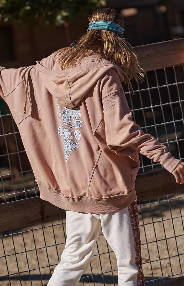 FP原D 拼缝设计后背带刺绣logo 男友范儿中长款连帽卫衣2022秋新