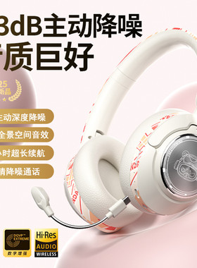 复古ANC主动降噪头戴式蓝牙耳机无线带麦可插卡隔音电竞游戏专用