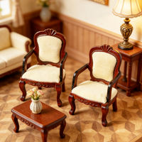 1:12 dollhouse mini model, miniature scene, small toy, redwood armchair, double-layer coffee table, living room ~ thumbnail 5