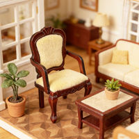 1:12 dollhouse mini model, miniature scene, small toy, redwood armchair, double-layer coffee table, living room ~ thumbnail 7