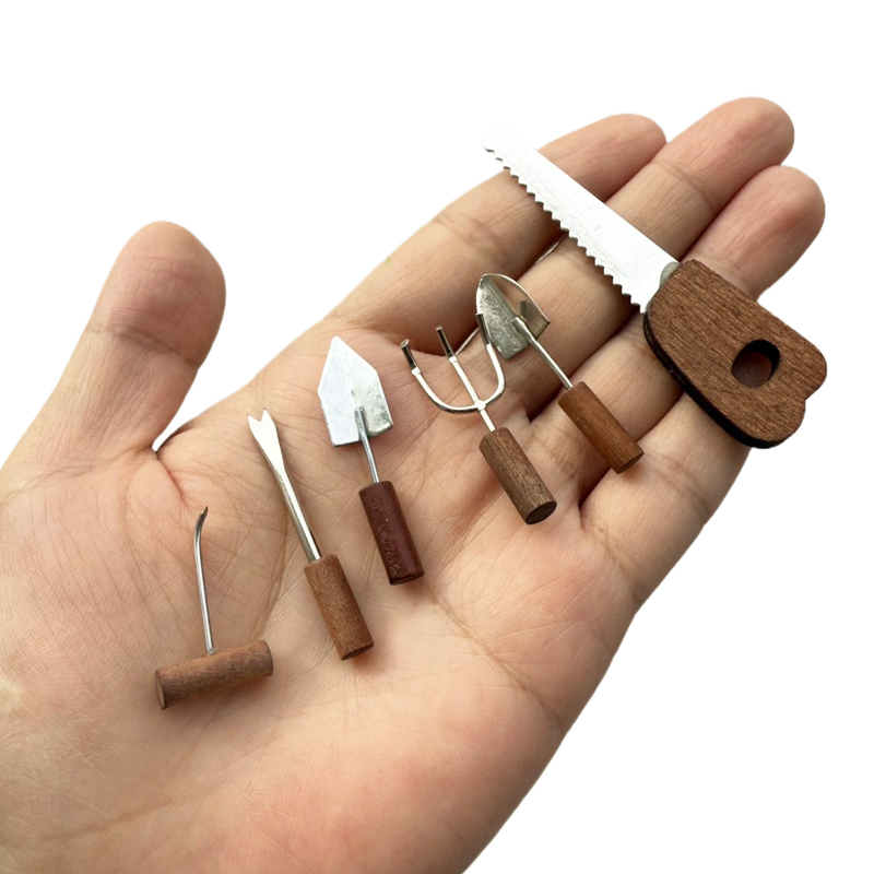 1:12娃娃屋户外庭院场景园艺道具模型迷你仿真农作工具铲子镰刀套