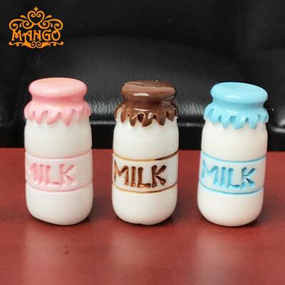 1:12娃娃屋dollhouse迷你仿真食玩拍照道具diy材料树脂立体牛奶瓶