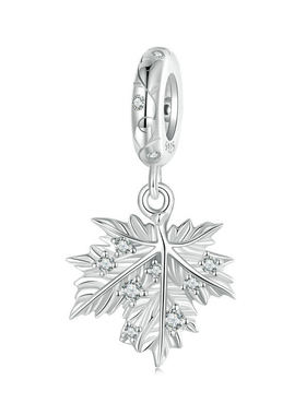 原创新款闪耀枫叶diy吊坠串饰 浪漫秋季叶子s925银手链串珠