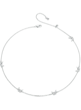 清新森系小蝴蝶锁骨链女 百搭气质925纯银项链