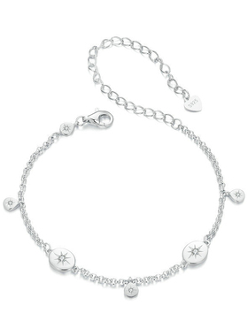 原创简约芒星流苏手链男女 个性时尚潮流s925纯银手链