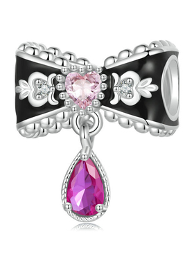 原创浪漫复古蝴蝶结diy手链串珠 法式浪漫s925纯银吊坠