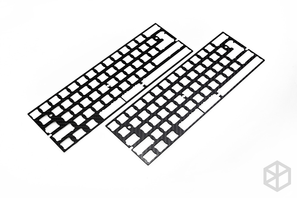 XD64 3.0 맞춤형 탄소 섬유 포지셔닝 플레이트는 분할 공간을 지원하며 GH60 XD60 60% PCB와 호환됩니다