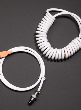 mstone白色螺旋PU机械键盘线客制化数据线type c 口usb电话航空线