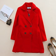 Áo khoác mùa thu và mùa đông của Zhuo Y Woman Áo khoác len mỏng dài Hàn Quốc 400108 Đỏ I18 - Trung bình và dài Coat
