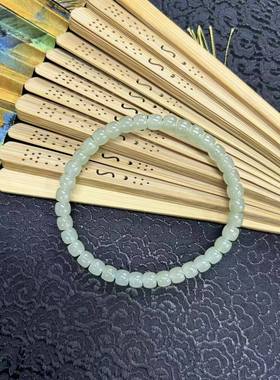 【矿姐家紫霞来了】16082 和田玉翠青直切手串 多样性发一