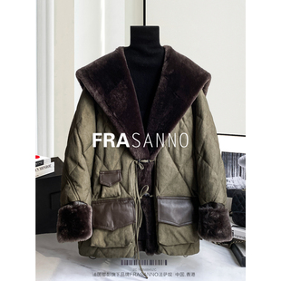 FRASANNO欧货皮草鹅绒服女中长款外套宽松显瘦年轻款皮毛一体时尚