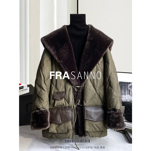 皮草鹅绒服女中长款外套羽绒服