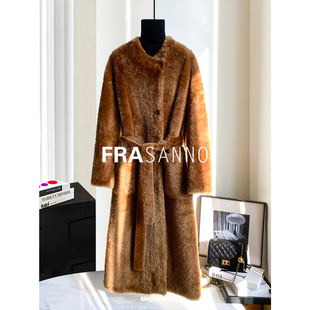 FRASANNO羊皮毛一体女外套西班牙进口拉贡皮草长款 大衣显瘦年轻款