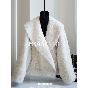 FRASANNO法国乐芙兰皮毛一体女外套显瘦时尚 年轻披肩领小个子皮草