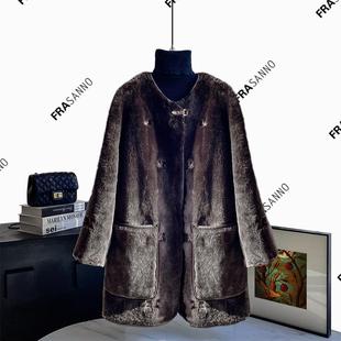 西班牙进口原生态皮毛一体女外套重工刺绣气质显瘦年轻款拉贡皮草