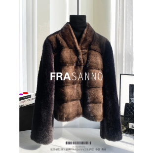 FRASANNO水貂整貂女外套气质V领拉贡皮草皮毛一体显瘦时尚 年轻款