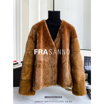 皮毛一体女外套水貂皮草气质时尚